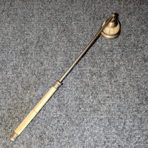 Vintage Candle Snuffer Metal Cream Inlaid Handle & Cone Cap